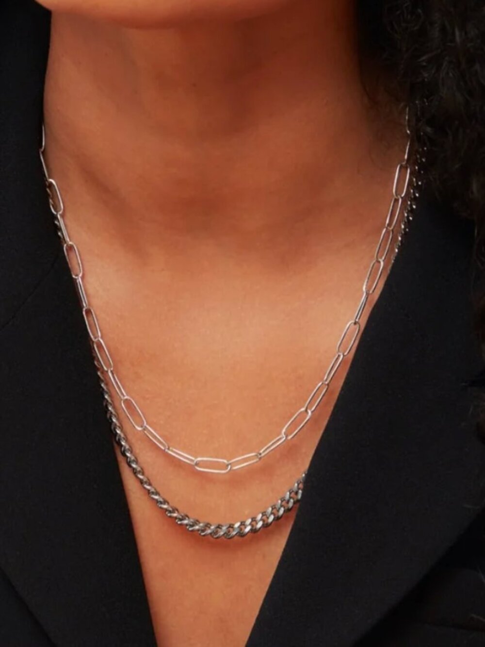 LIKE NEW. MEJURI 5mm Curb Chain Necklace, Titanium, UNISEX